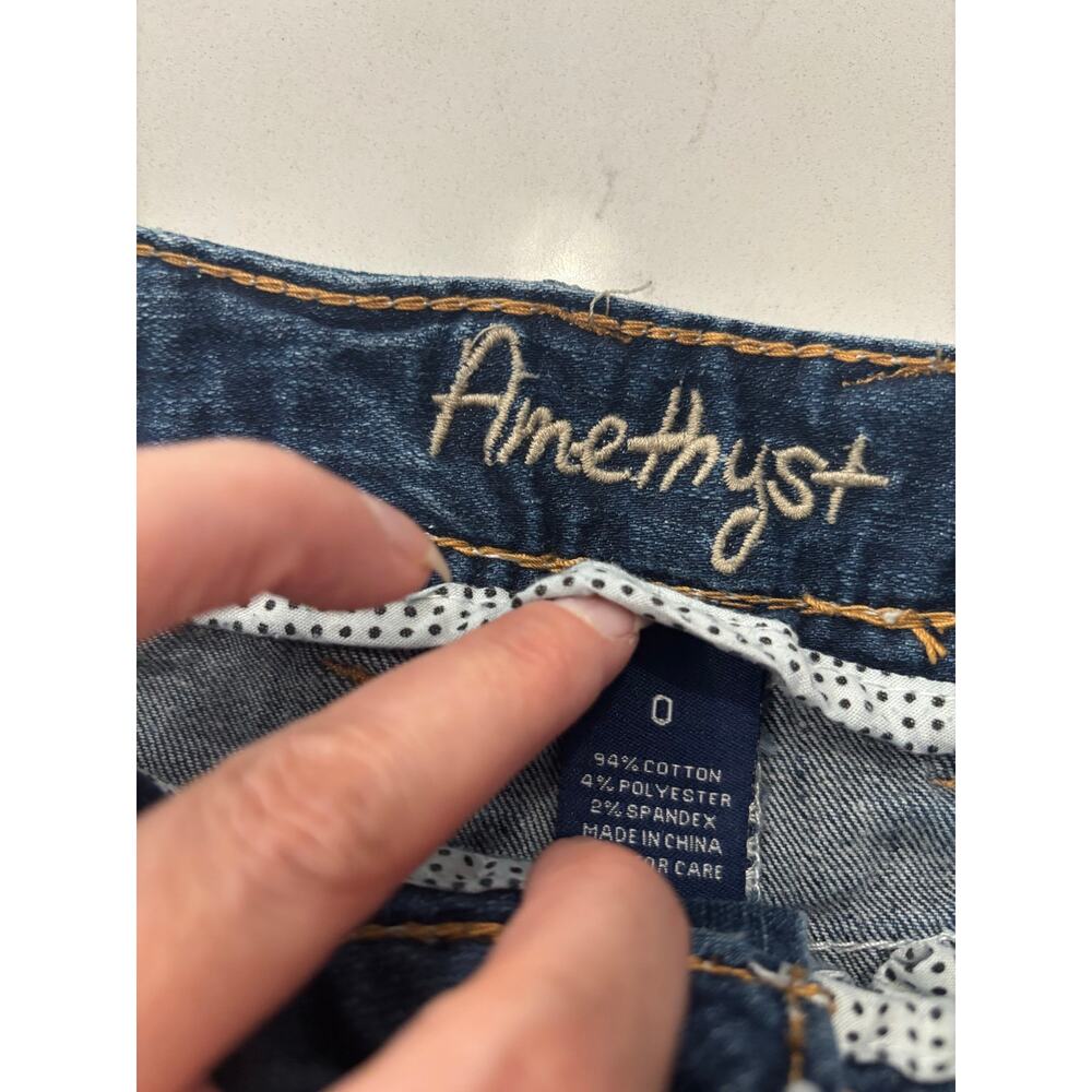 Y2K Amethyst micro mini denim jean skirt sz 0 blue festival cowgirl summer hot - Picture 6 of 8